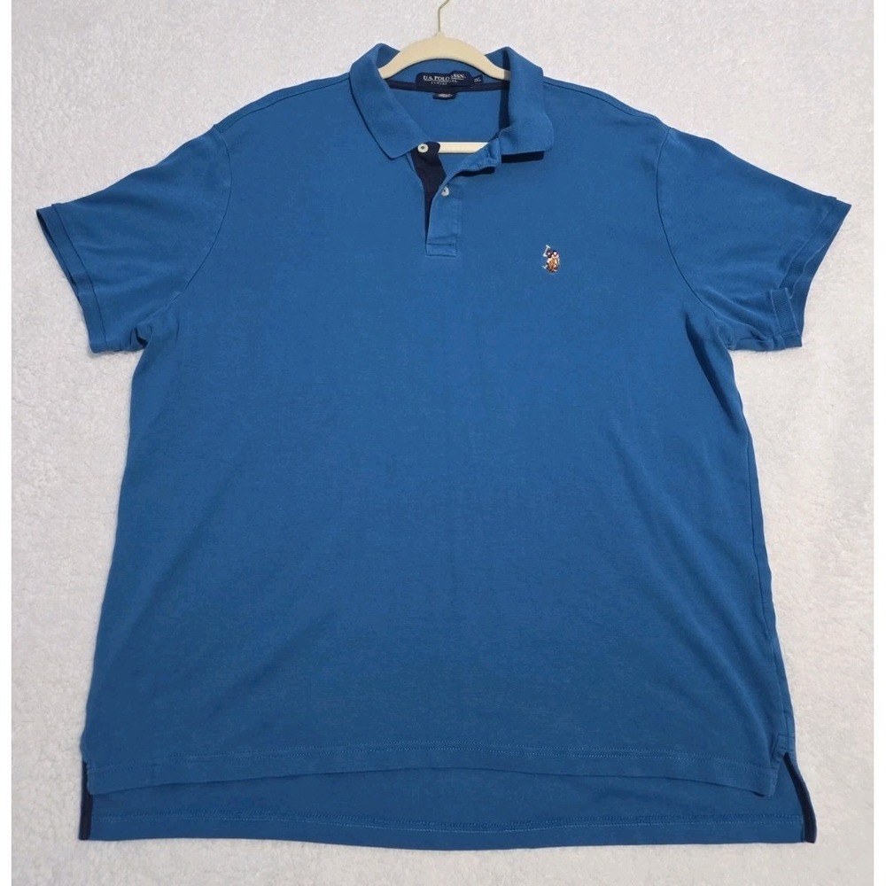 US Polo Assn Polo Shirt Mens 2XL Blue Luxury Feel Short Sleeve Golf 11C007